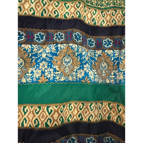 Talbots 100% Silk XL Striped Tapestry Long-Sleeve Jacket Green Blue Vintage 90s - Picture 2 of 6